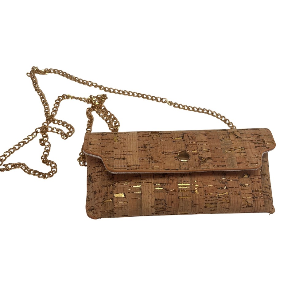 Cork Crossbody Bag Women Small Brown Gold Foil Metallic Boho Chic